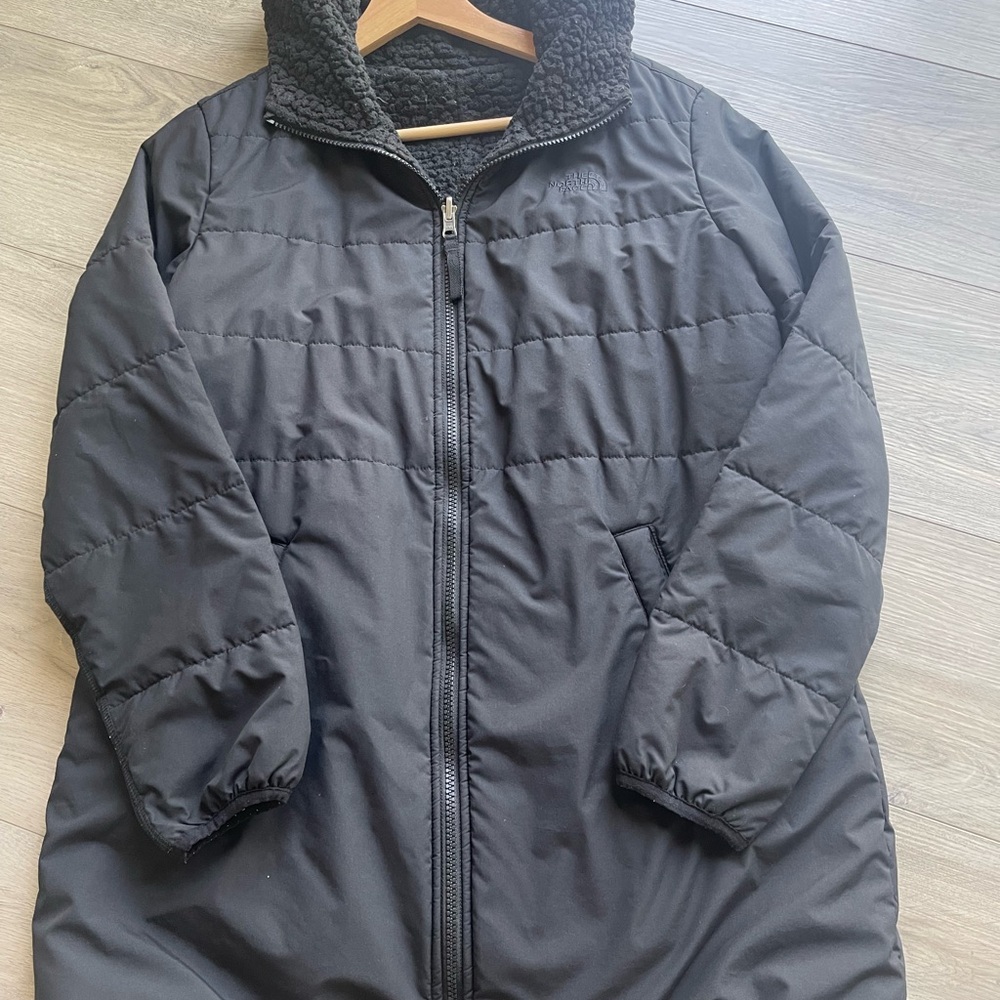 The North Face Black Quilted Jacket with Fleece Collar